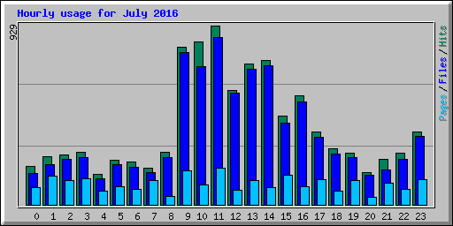 Hourly usage for July 2016